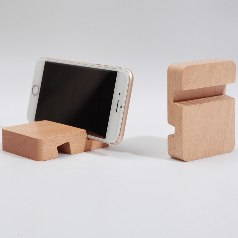Minimalist Base Double Groove Clear Lacquer Beech Wood Phone Holder