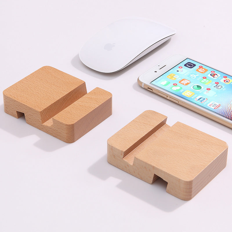 Minimalist Base Double Groove Clear Lacquer Beech Wood Phone Holder