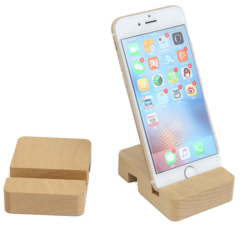 Minimalist Base Double Groove Clear Lacquer Beech Wood Phone Holder