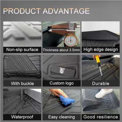 MKR All-Weather TPE Floor Mats For Tesla Model Y 2021-2022 - Waterproof, Anti-Slip, Full Coverage Car Floor Liners 6 PCS Set