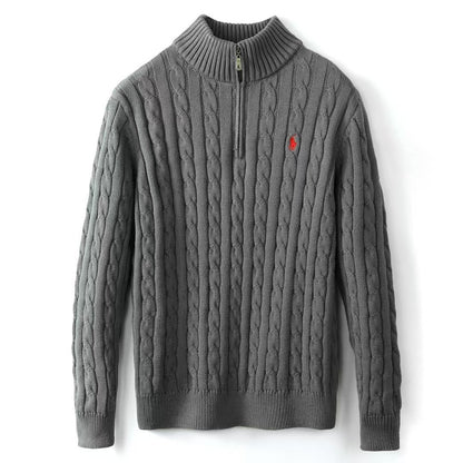 Small Embroidered Men's Sweater Half-height Zip Knitwear Business