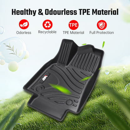 All-Weather TPE Floor Mats For Tesla Model Y 2021-2022 Model 3 2023-2025 - Waterproof, Anti-Slip, Full Coverage Car Floor Liners 6 PCS Set