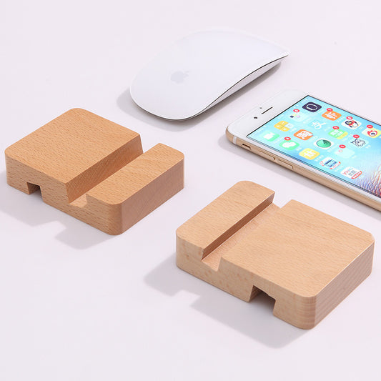 Minimalist Base Double Groove Clear Lacquer Beech Wood Phone Holder