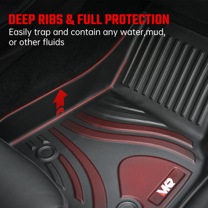 All-Weather TPE Floor Mats For Tesla Model Y 2021-2022 Model 3 2023-2025 - Waterproof, Anti-Slip, Full Coverage Car Floor Liners 6 PCS Set
