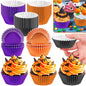 300 Pcs Halloween Foil Cupcake Liners Black Purple Orange Foil Metallic Cupcake Wrappers Halloween Party Standard For Halloween Party Birthday
