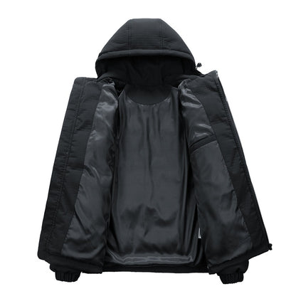 Men's Cotton-padded Coat Hooded Letter-print Winter Leisure Warm Top