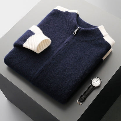 Men's Half Turtleneck Zipper Cardigan Thickened Sweater Warm Multi-color Coat