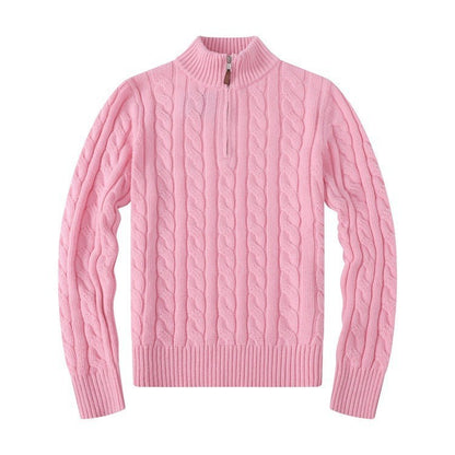 Small Embroidered Men's Sweater Half-height Zip Knitwear Business